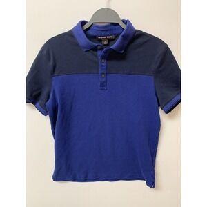 Michael Kors Men's Blue S Polo Shirt Logo Button Collared Short Sleeve